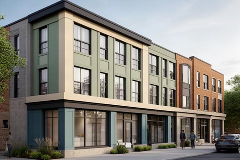 Mixed-use building renovation in St. Catharines showing a renewed ground-floor commercial frontage beneath upper-floor residential windows